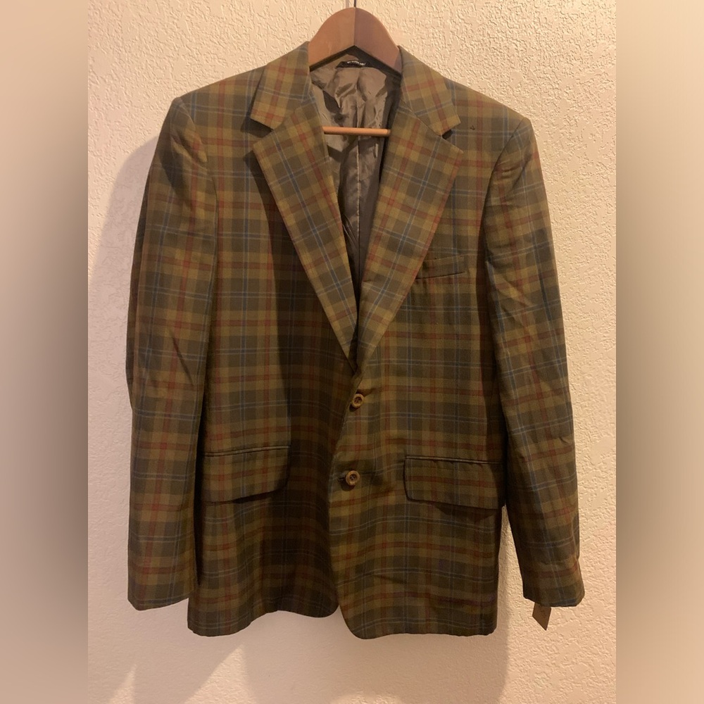 Towncraft Men's Plaid Blazer - Olive and Brown